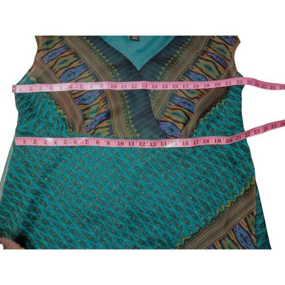 LANE BRYANT Flowy Flutter Long Tunic Top 2X 18/20 Dressy‎ Turquoise Green V-Neck - Picture 8 of 9
